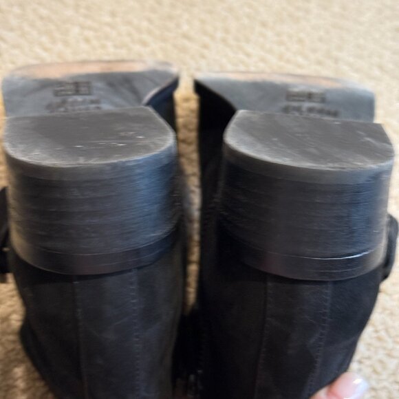 Eileen Fisher Ankle Boots Savoy Nubuck Suede Leather Black Monk Strap Size 6.5 - Picture 9 of 11